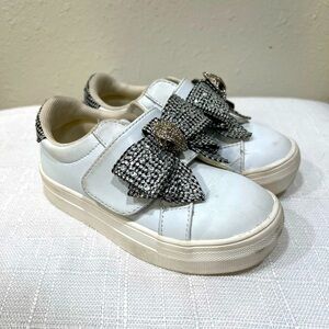 Kurt Geiger Mini Laney Bow Crystal Girls Shoes Size 8M Toddler EUC Clean!